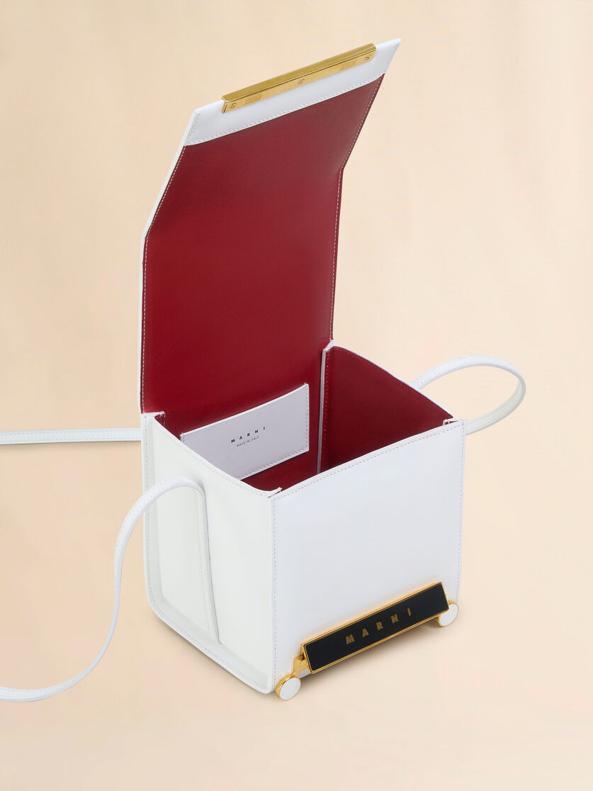 WHITE LEATHER VHS SMALL CUBO BAG - 4