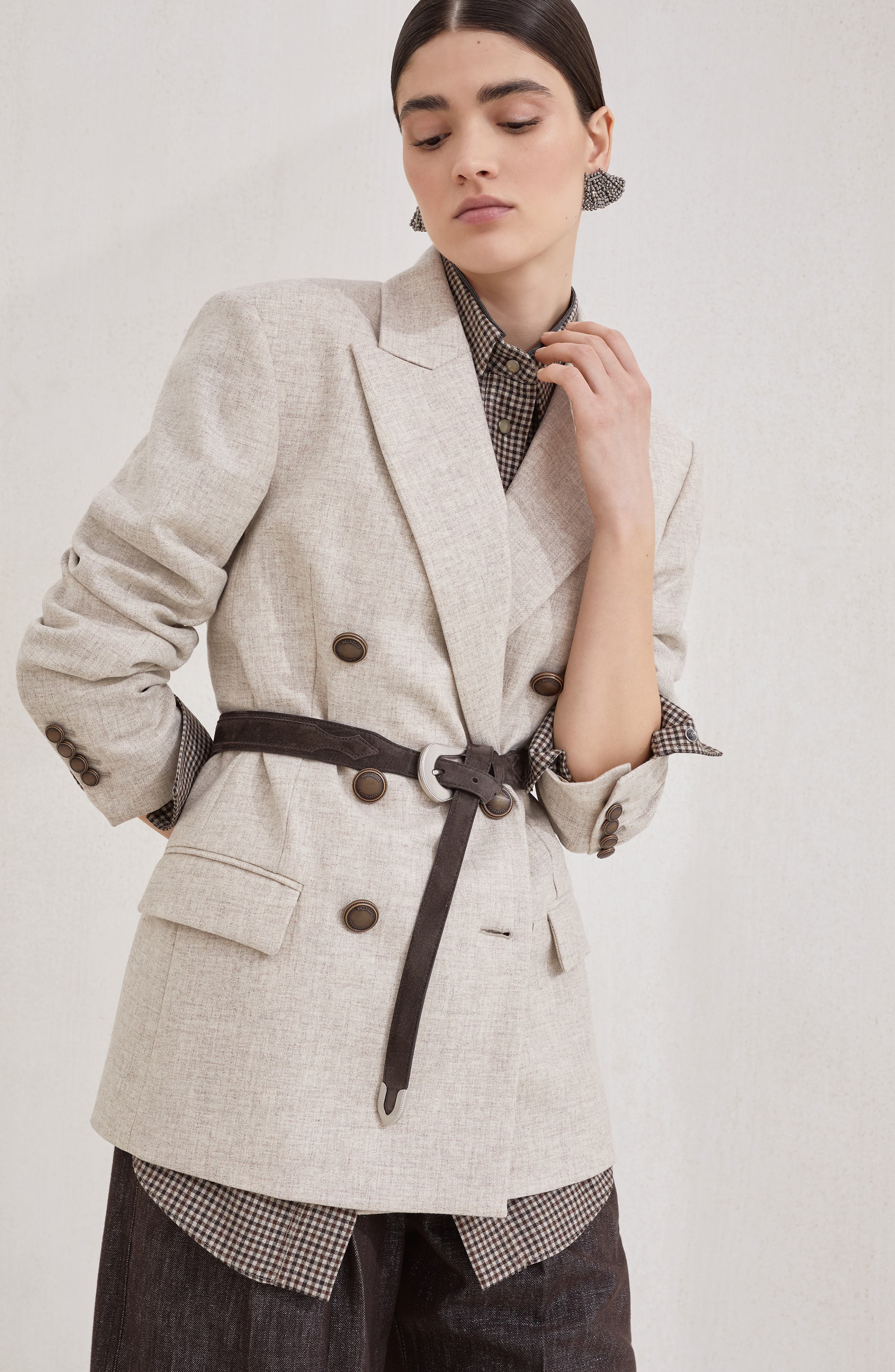Brunello Cucinelli Twill flannel blazer in Beige at Nordstrom - 5