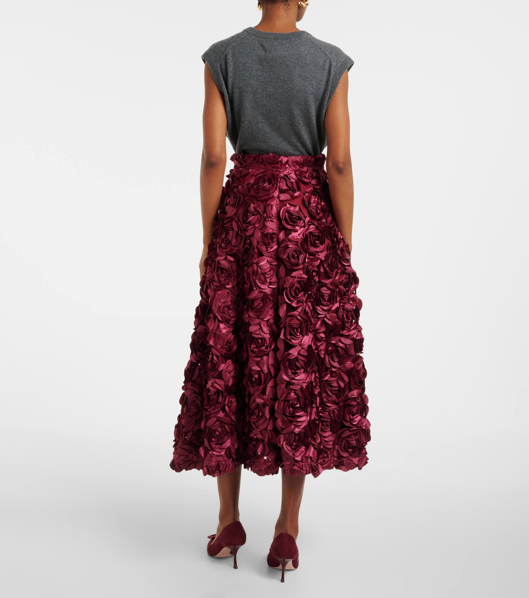 Sun floral-appliqué high-rise maxi skirt - 3