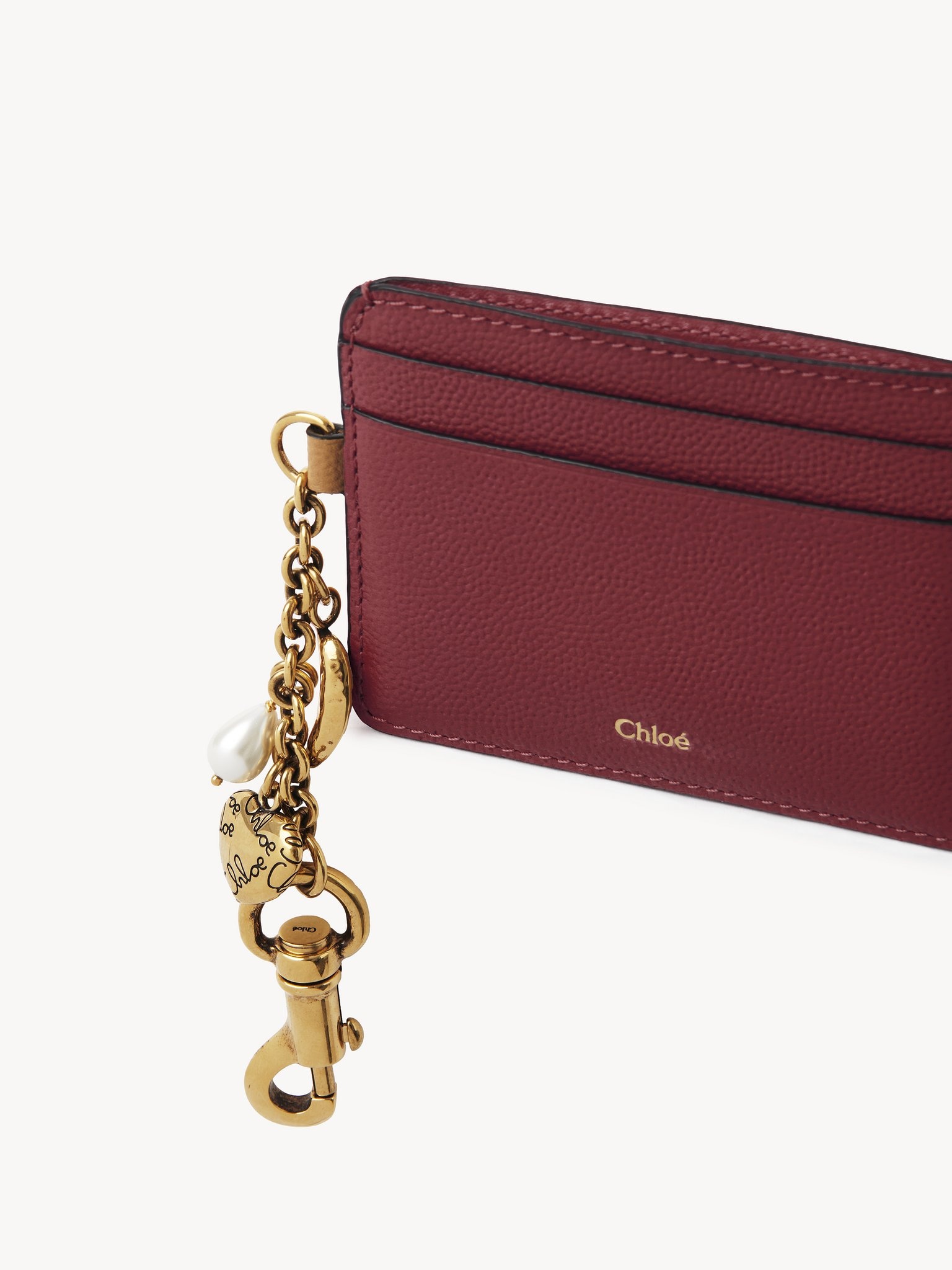 CHLOÉ CHARMS CARD HOLDER IN GRAINED LEATHER - 5