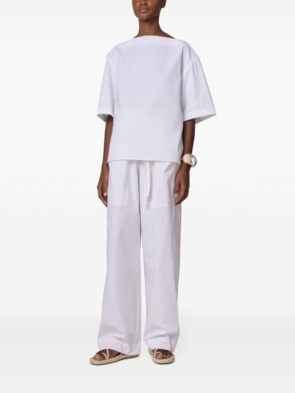 slash-neck cotton T-shirt - 2