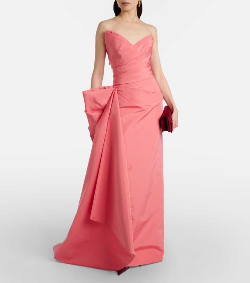 Monique Lhuillier Draped asymmetric silk bustier gown outlook