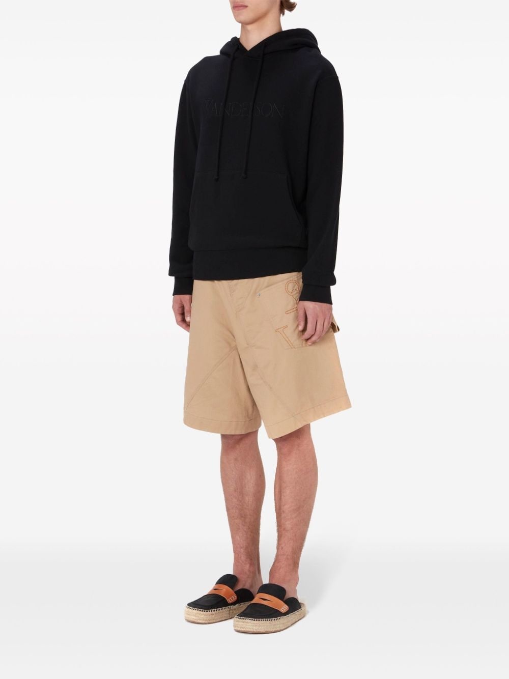 logo-embroidered cotton hoodie - 2