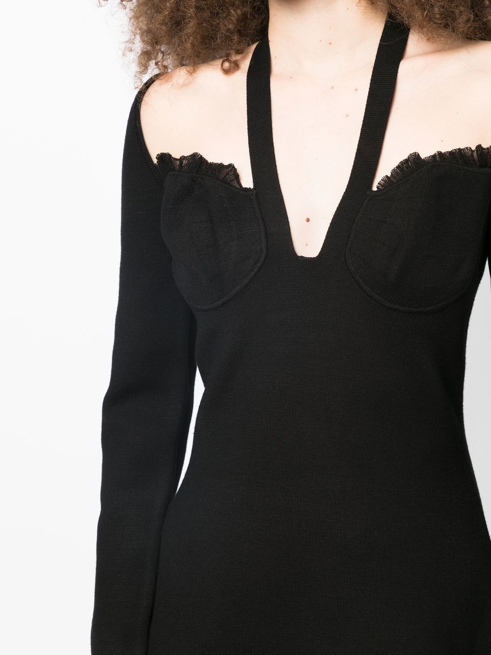 halterneck long-sleeved dress - 5