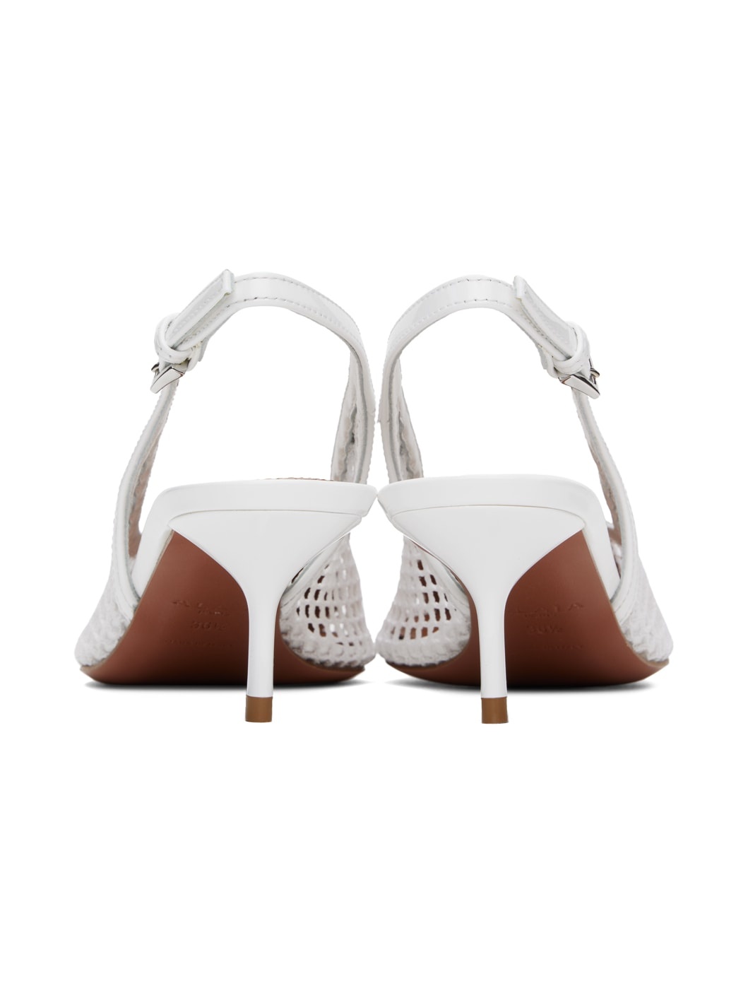 White Heart Slingback Fishnet Heels - 2