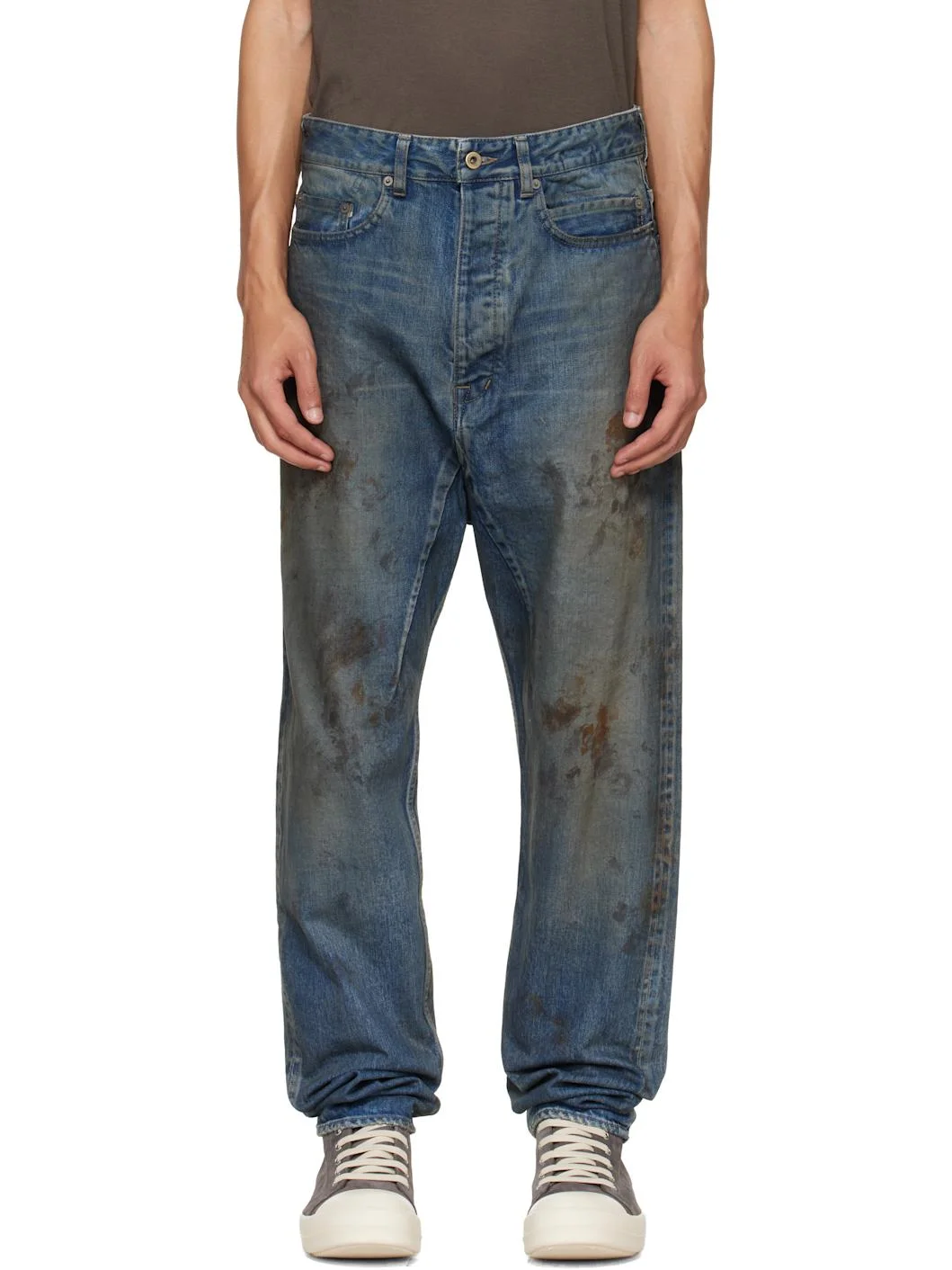 Blue Temple Collapse Long Jeans - 1