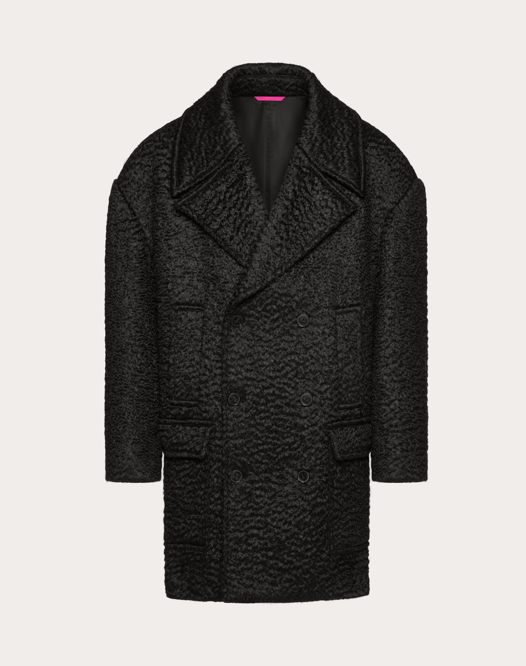 DOUBLE-BREASTED BOUCLÉ WOOL COAT - 1