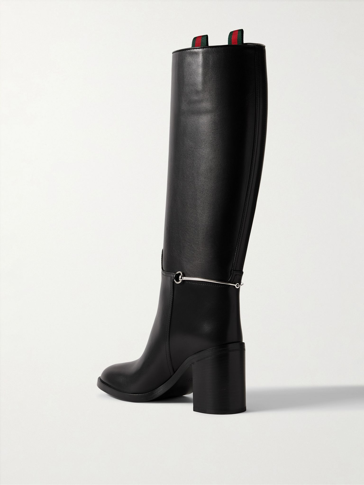 Charlotte horsebit-embellished leather knee boots Black - 3