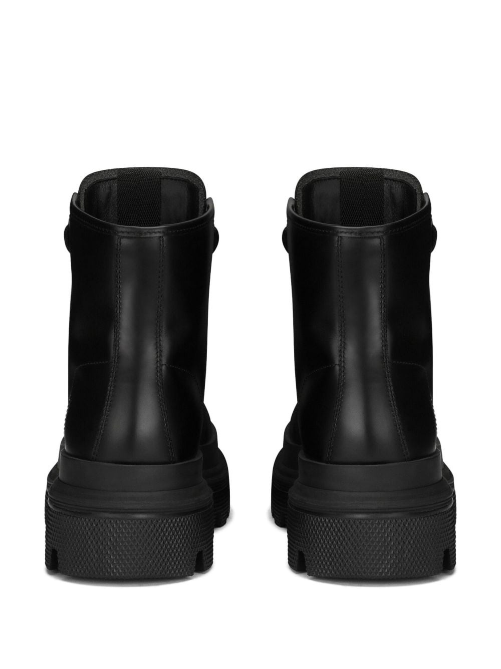 logo-plaque brushed leather ankle boots - 3