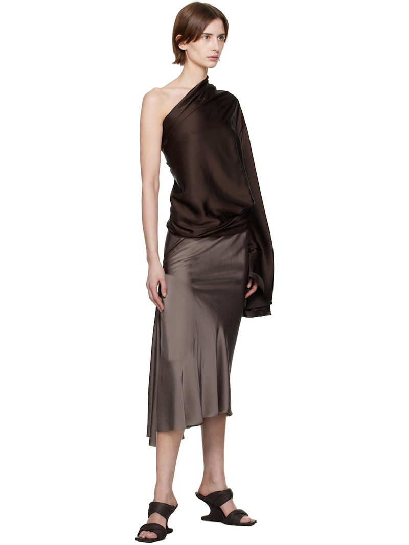Rick Owens Gray Hollywood Knee Bias Midi Skirt outlook
