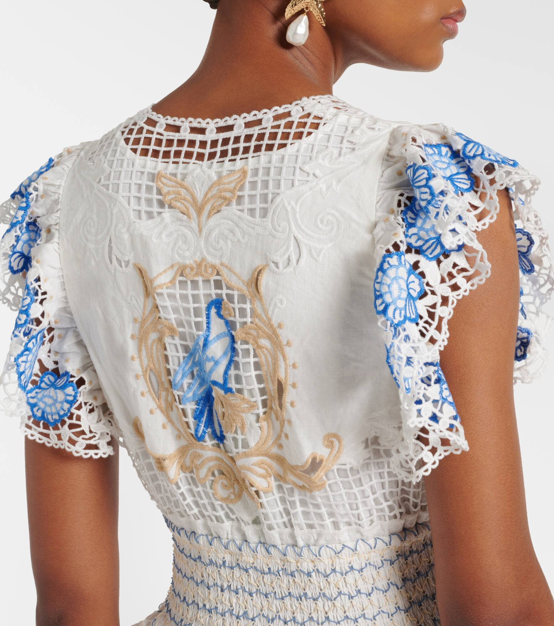 Embroidered linen-blend maxi dress - 6