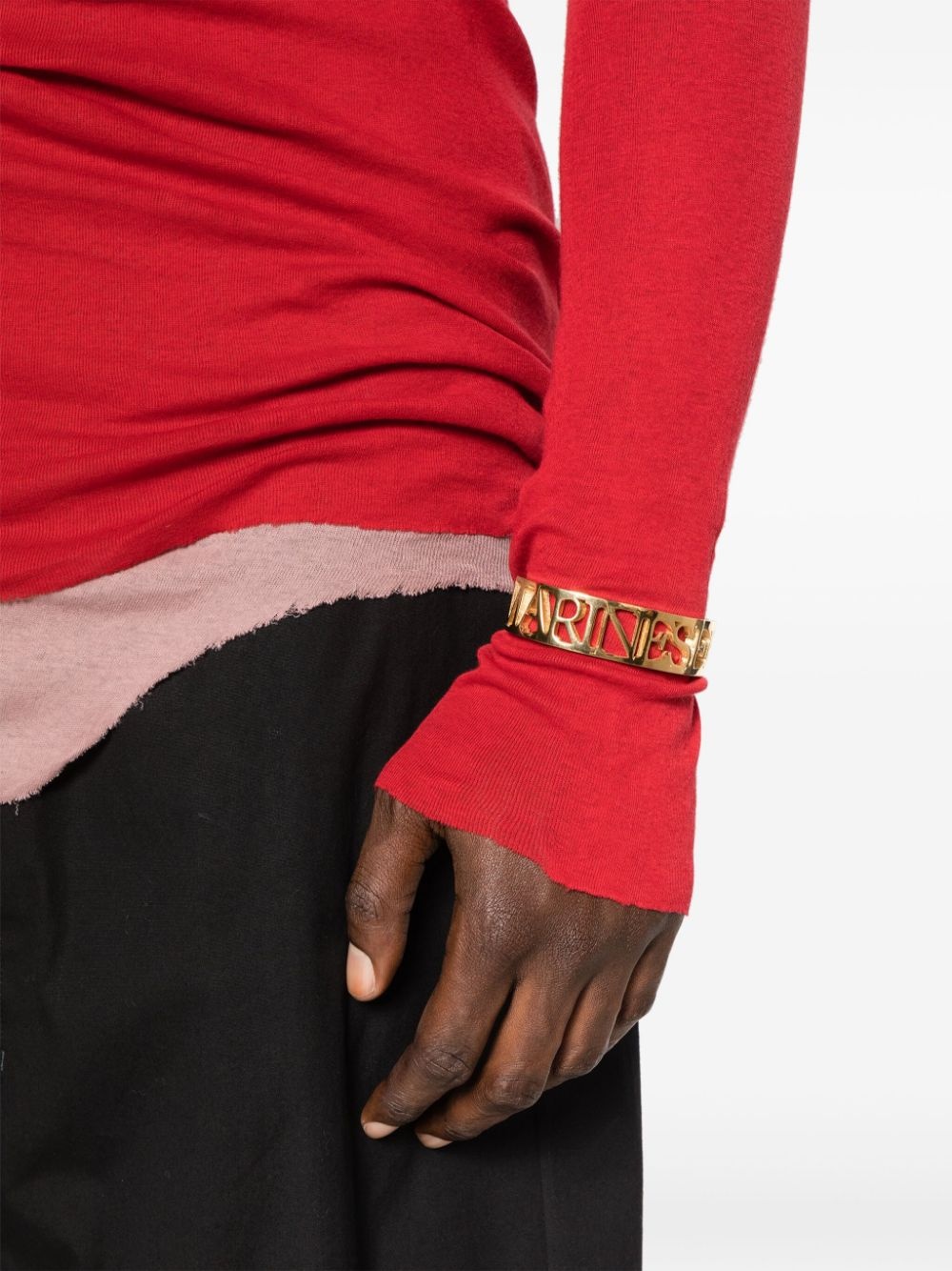 logo cut-out open-cuff bracelet - 2