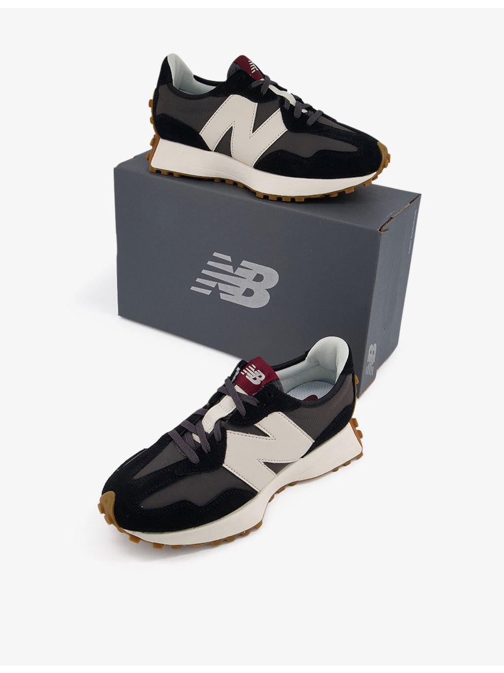 327 perforated leather and suede low-top trainers - 5