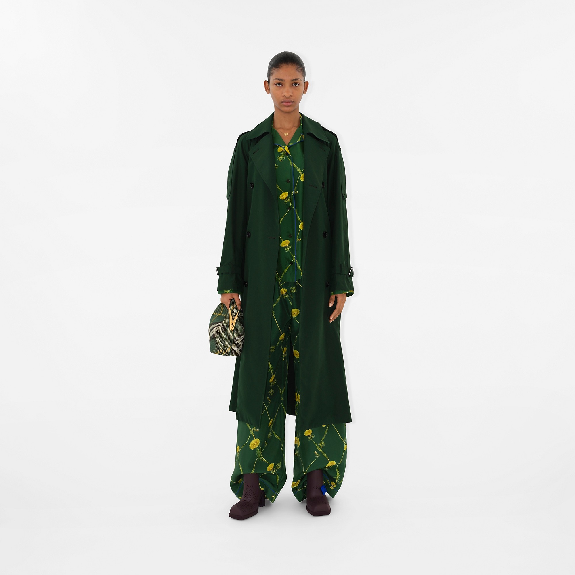 Long Silk Trench Coat - 2