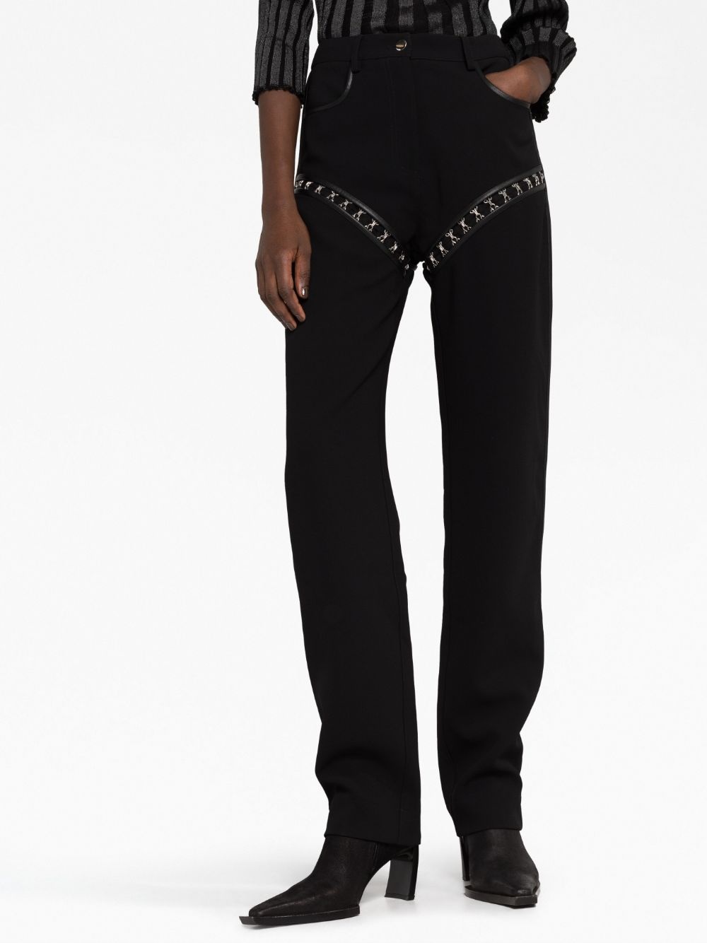 hook-detailing cut-out trousers - 5
