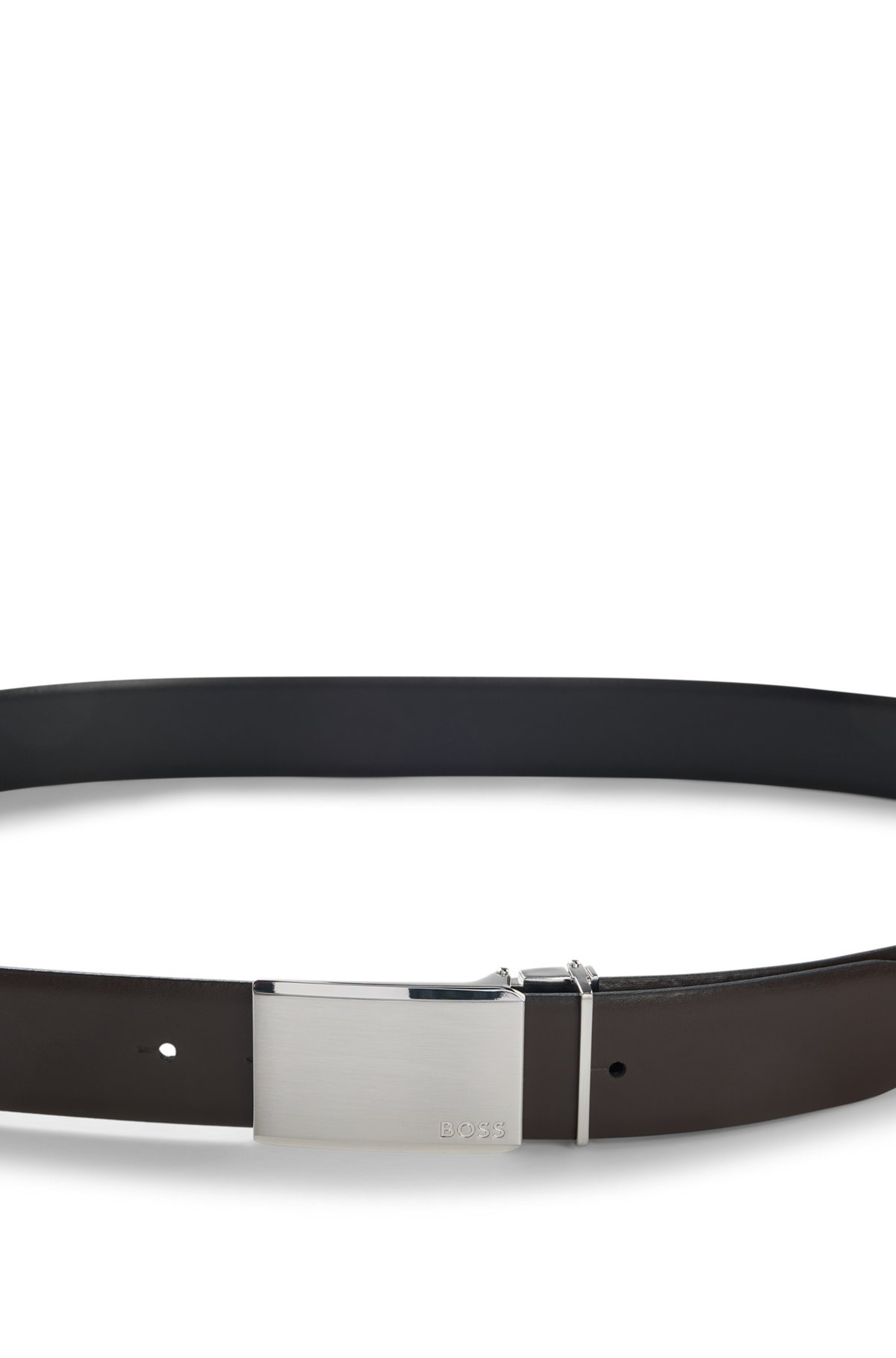 REVERSIBLE ITALIAN-LEATHER BELT WITH PIN AND PLAQUE BUCKLES - 4