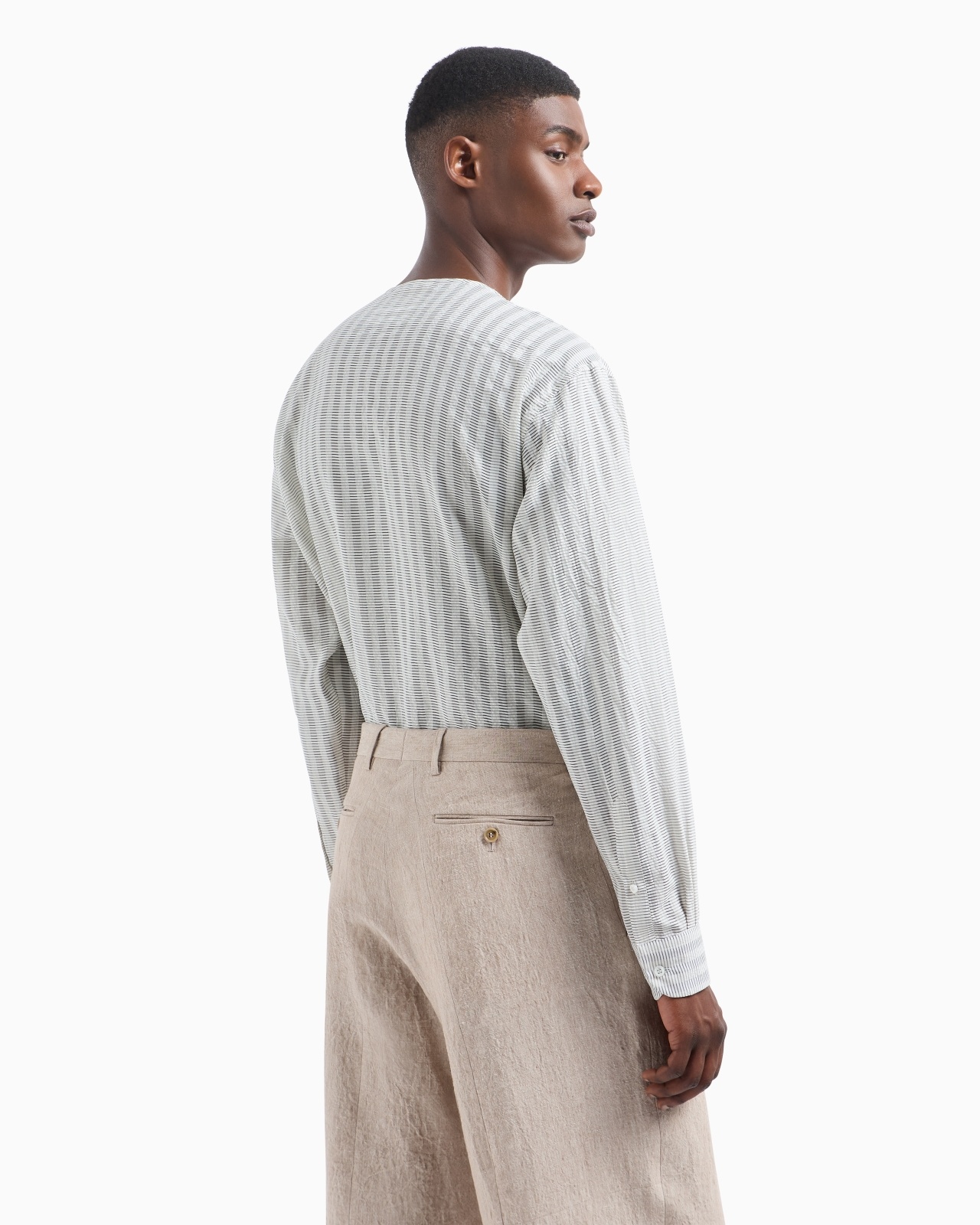STRIPED COTTON AND SILK POLO SHIRT - 3
