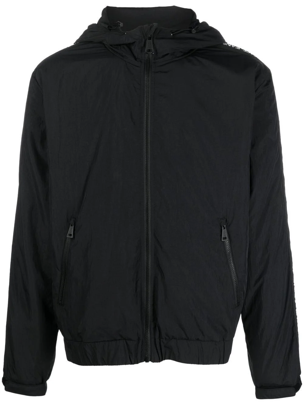 logo-tape hooded jacket - 1