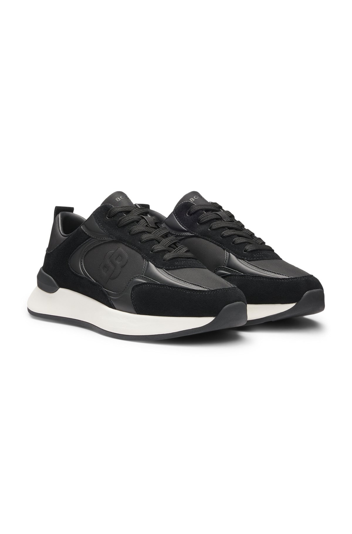 SUEDE-TRIM TRAINERS WITH DOUBLE B MONOGRAM - 2