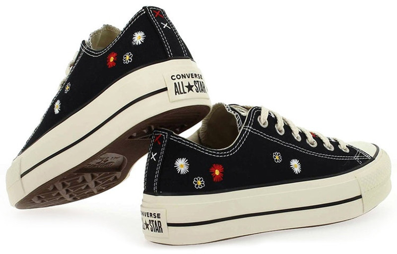 Converse (WMNS) Converse Chuck Taylor All Star Lift Low 'Daisy Embroidery - Black' 567994C outlook