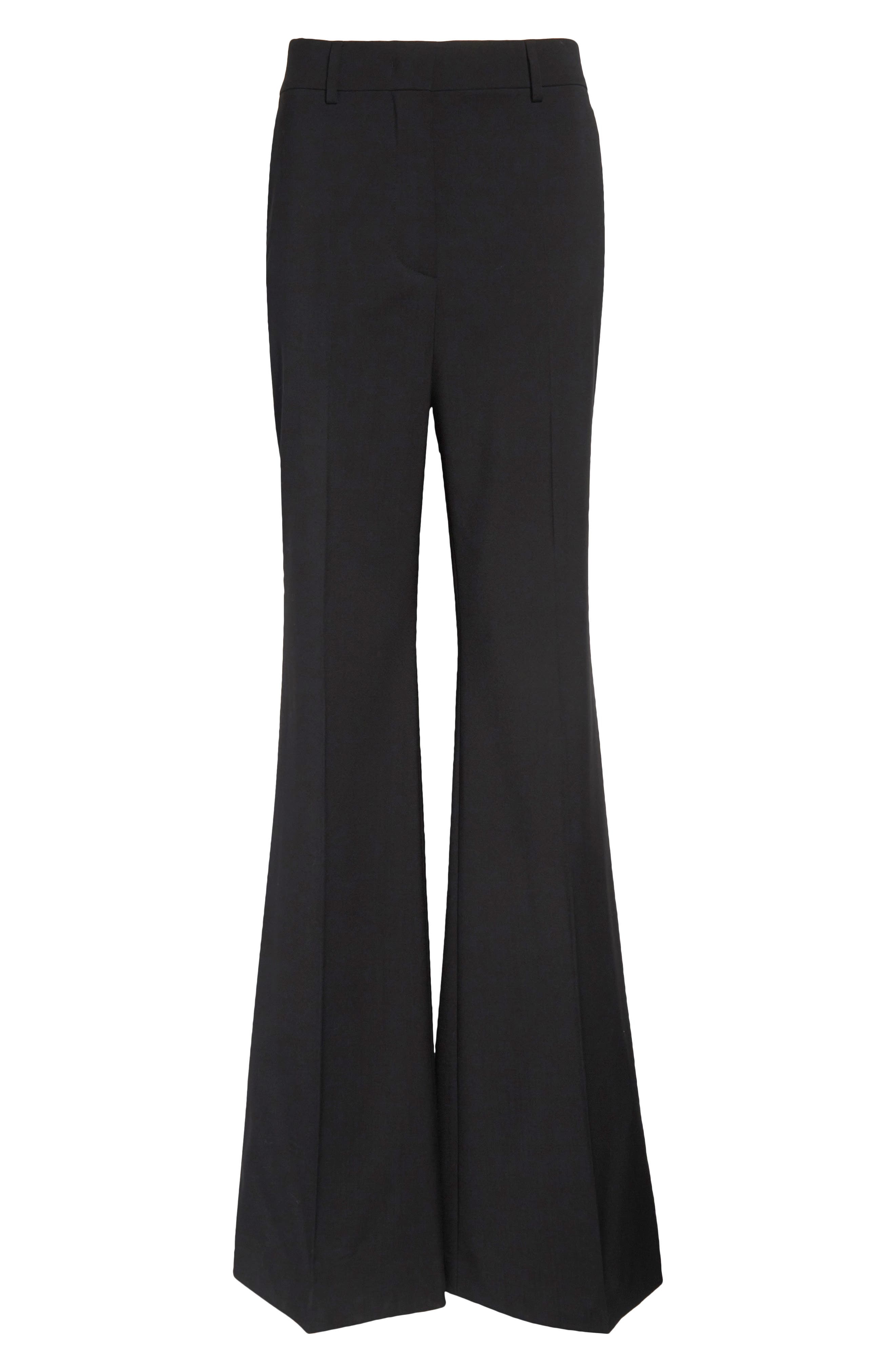 SPORTMAX Hangar Virgin Wool Flare Leg Trousers in Black at Nordstrom - 6