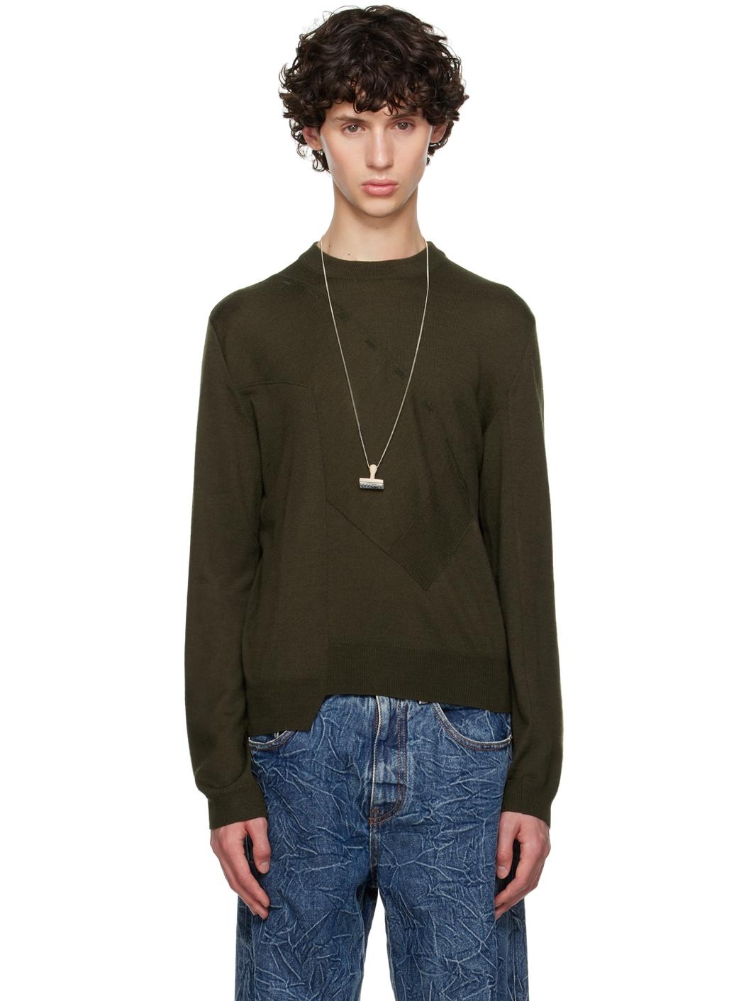 Khaki Paneled Sweater - 1