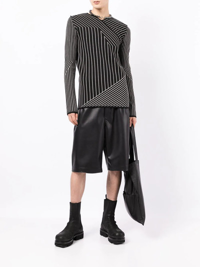 Rick Owens stripe-pattern V-neck sweater outlook