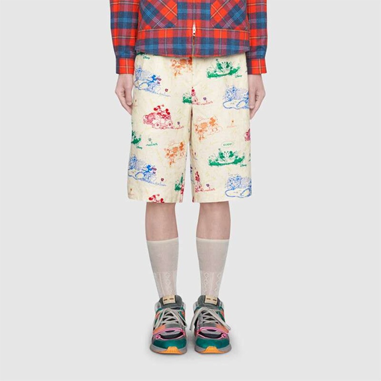 Gucci x Disney Joint Printed Linen Shorts For Men White 604046-ZADJZ-9701 - 3