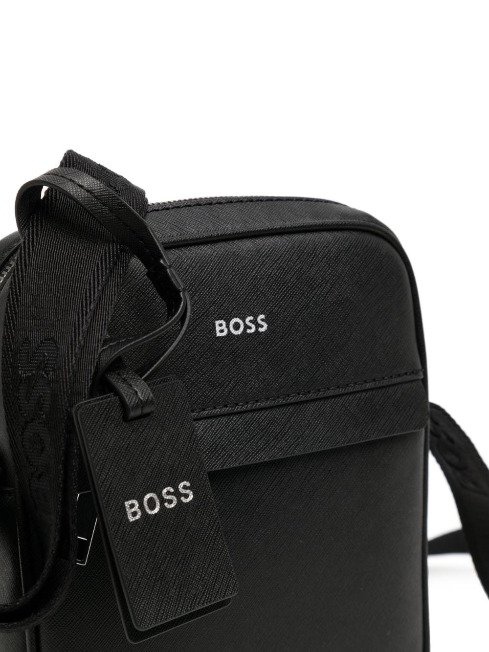 logo-print leather messenger bag - 4