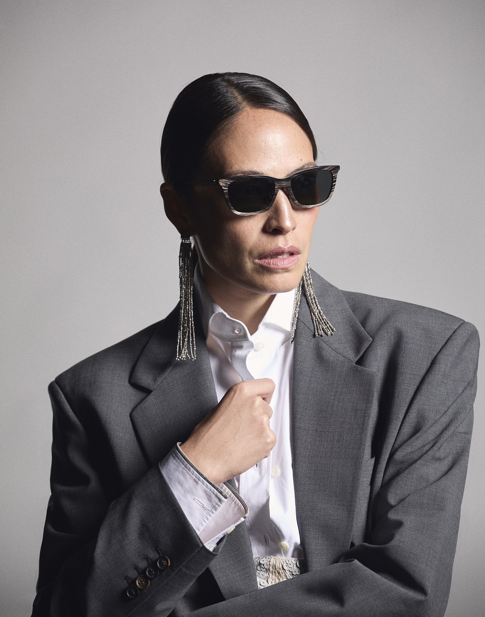 Sartorial Sunset horn and titanium sunglasses - 4