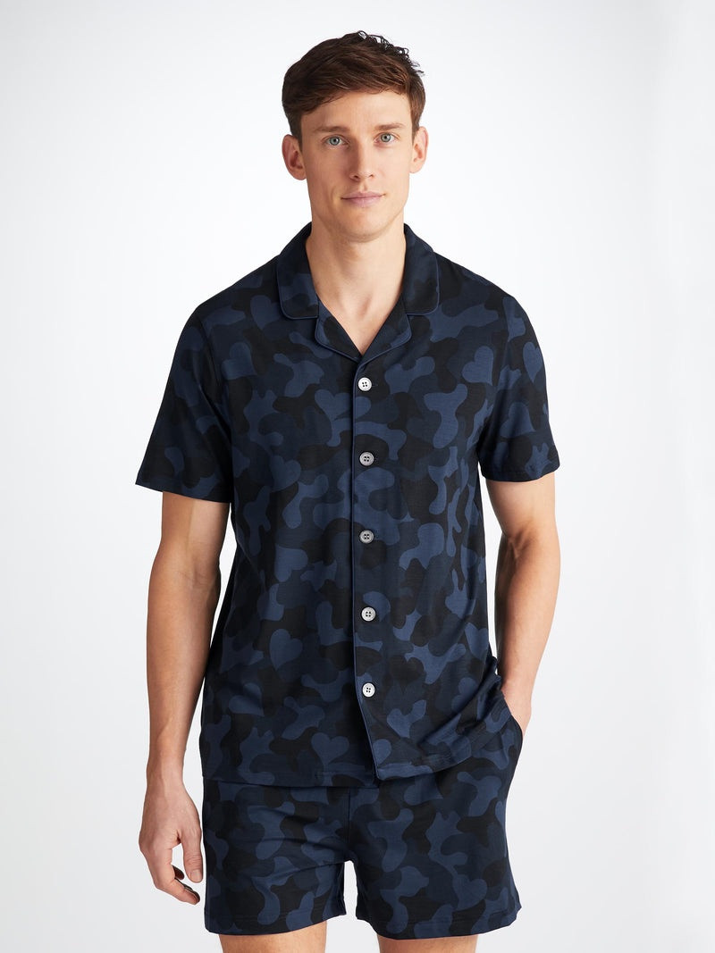 Derek Rose Men's Short Pajamas London 11 Micro Modal Navy outlook