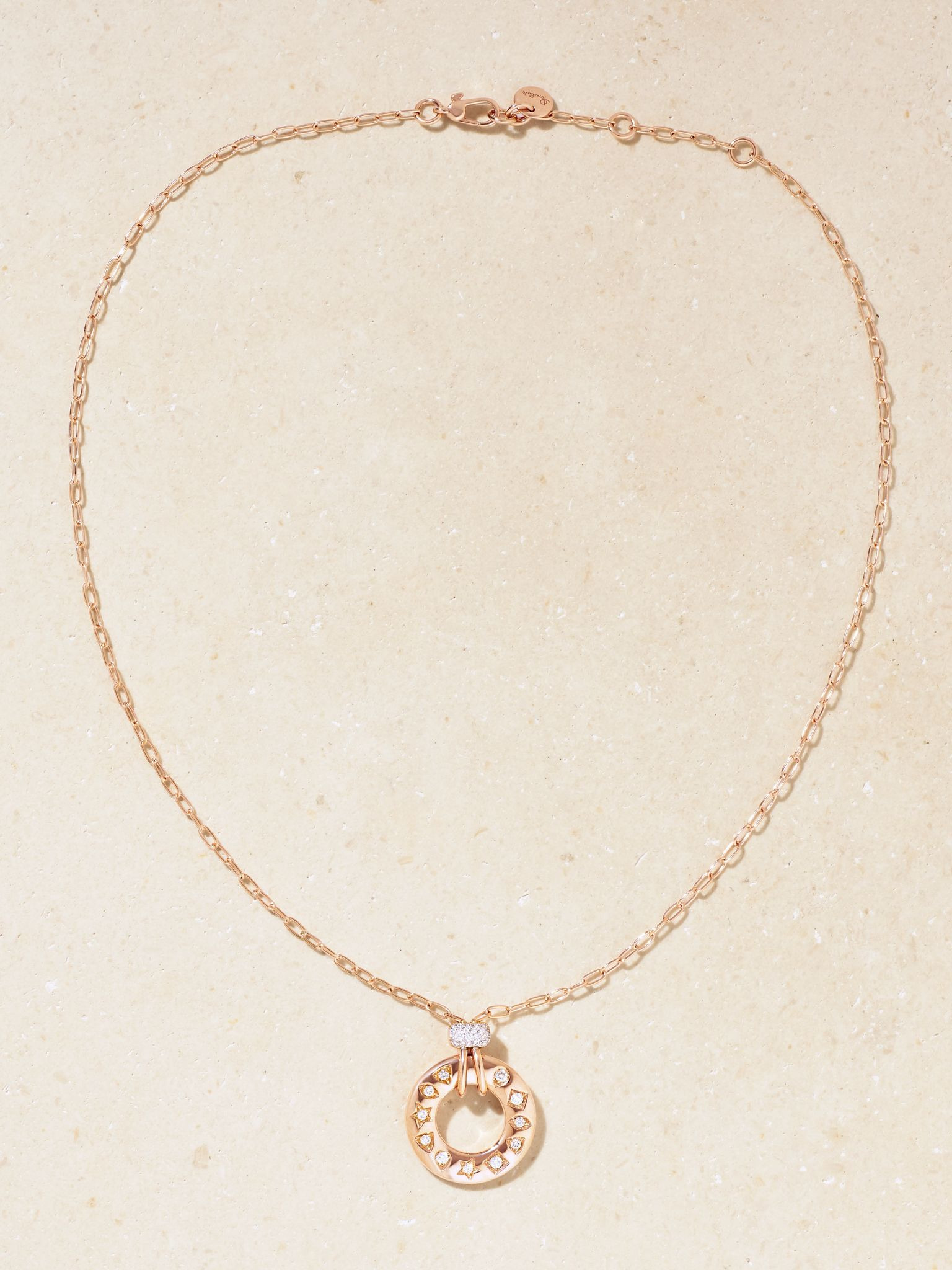 Iconica 18-karat rose gold, rhodium-plated and diamond necklace Gold - 4