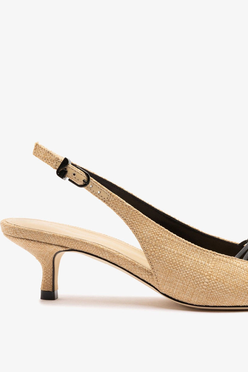 Nara Pump In Beige Raffia and Black Leather 4