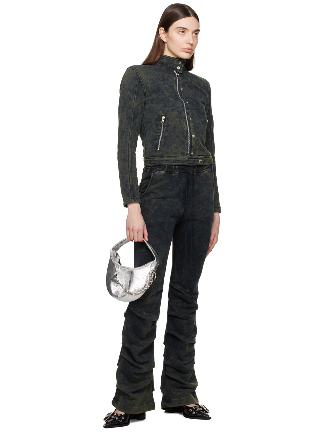 Navy Faded Biker Jacket - 4