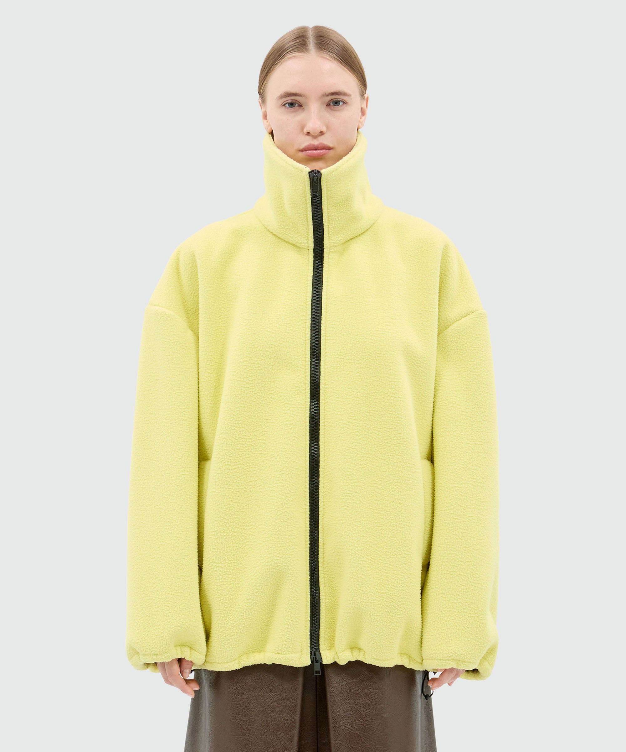 Maxi yellow fleece sweatshirt with zip - 2