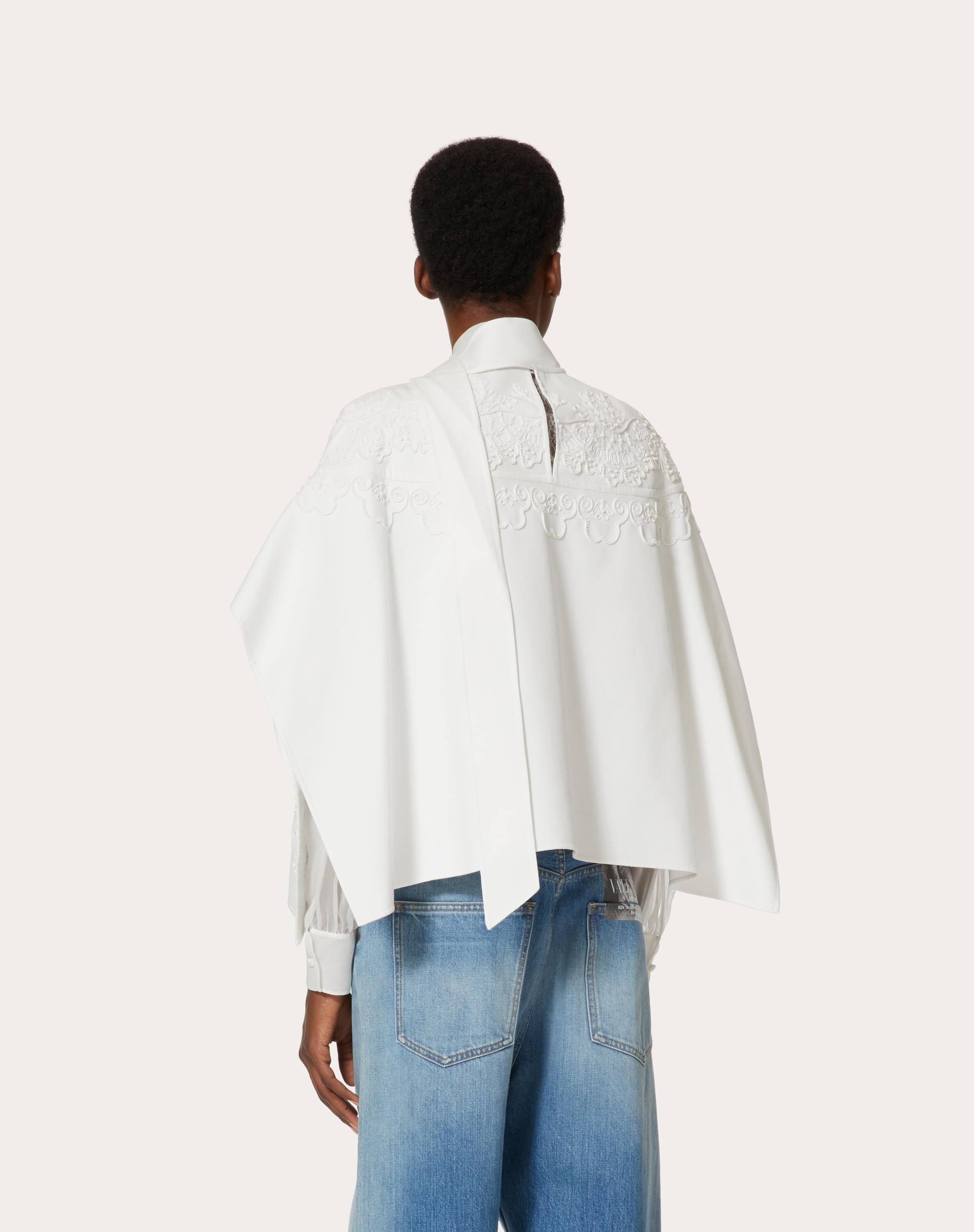 SHORT EMBROIDERED LIGHT DOUBLE SPLITTABLE GABARDINE CAPE - 4