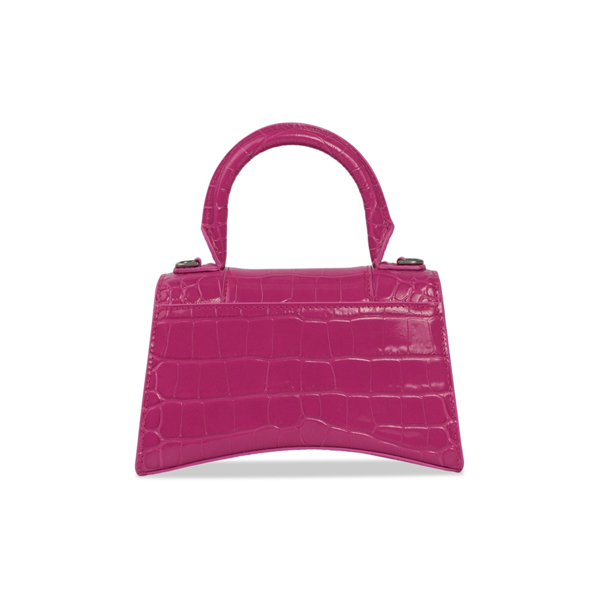 Balenciaga Hourglass XS Croc Embossed Top Handle Bag 'Pink' - 2