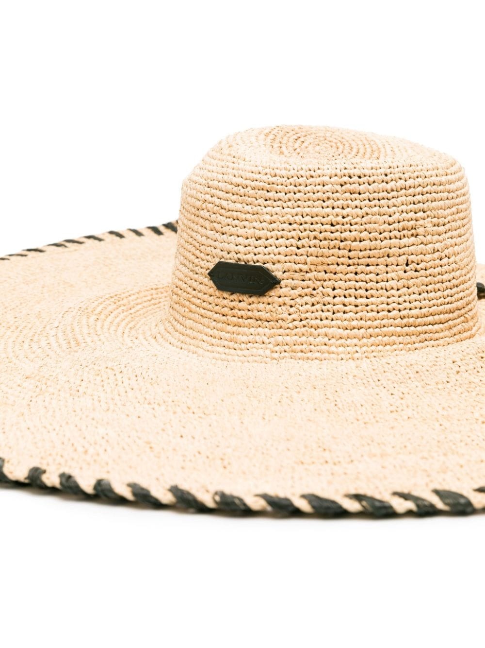 whipstitch-detailing raffia hat - 2