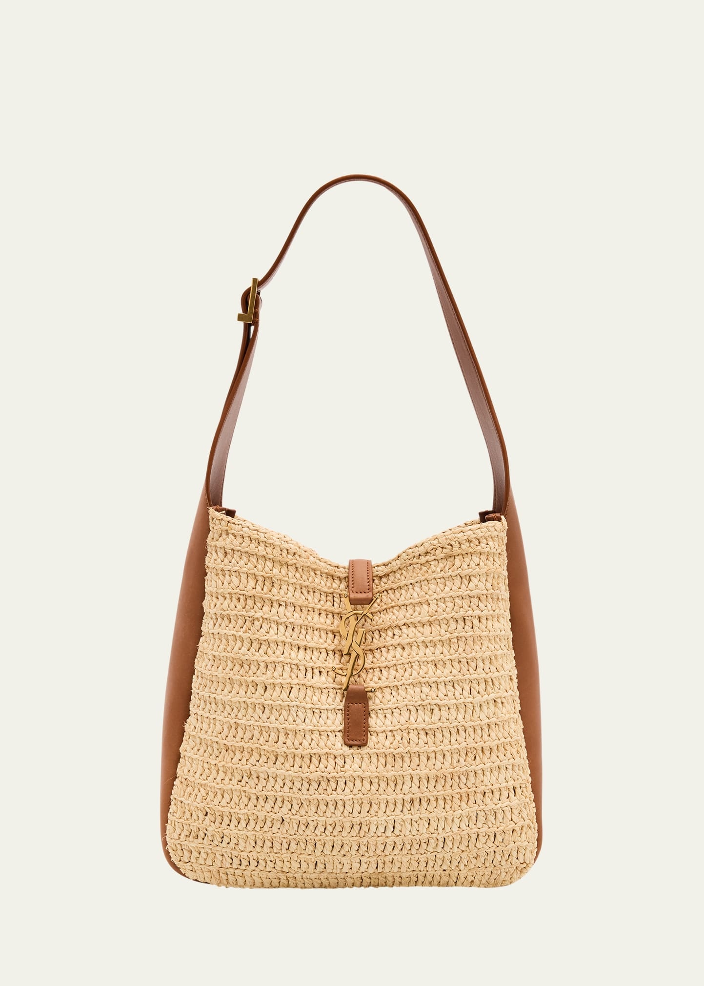 Le 5 A 7 Small YSL Hobo Bag in Raffia and Leather - 1