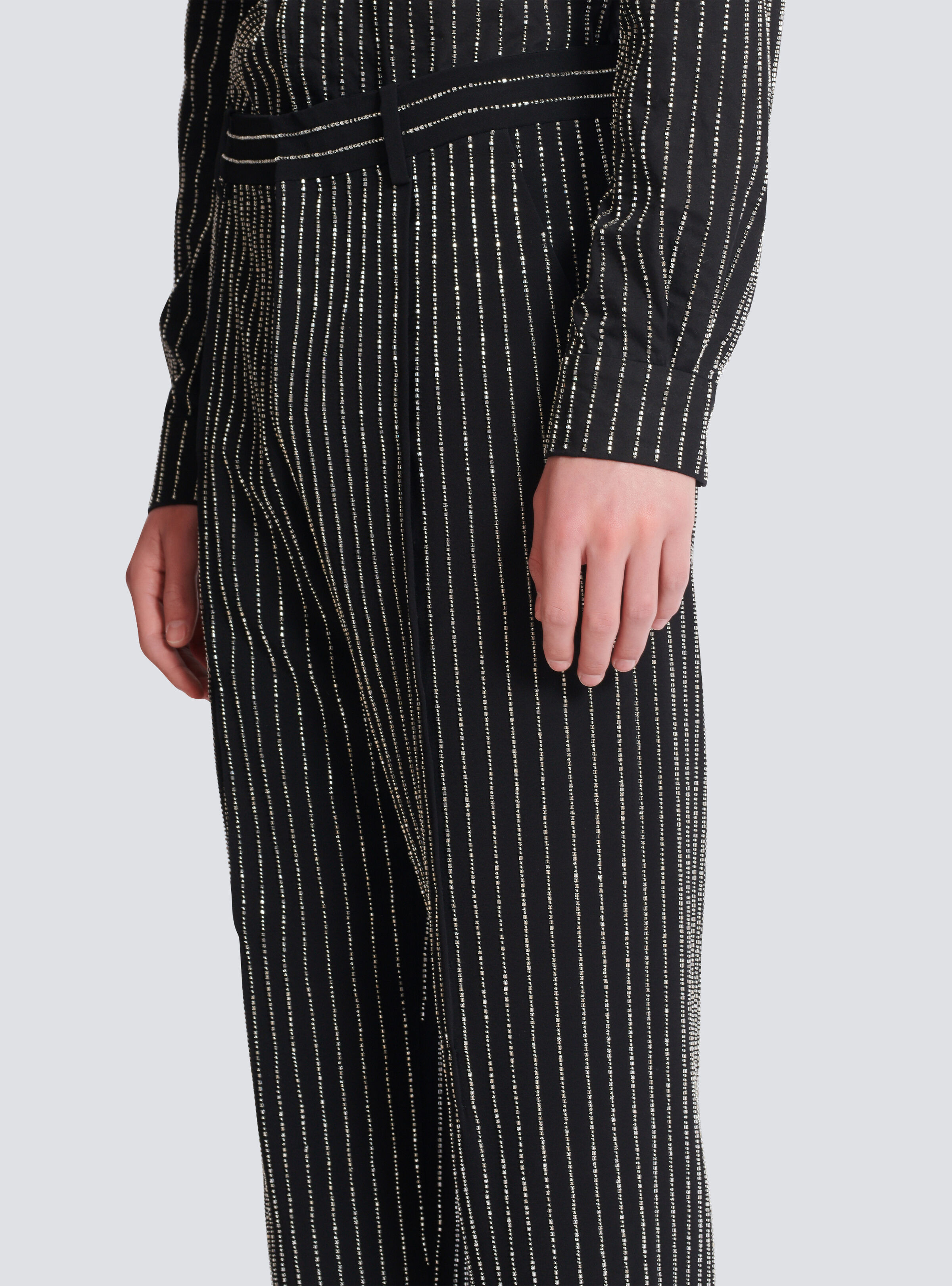 Straight-leg trousers with crystal stripes - 6