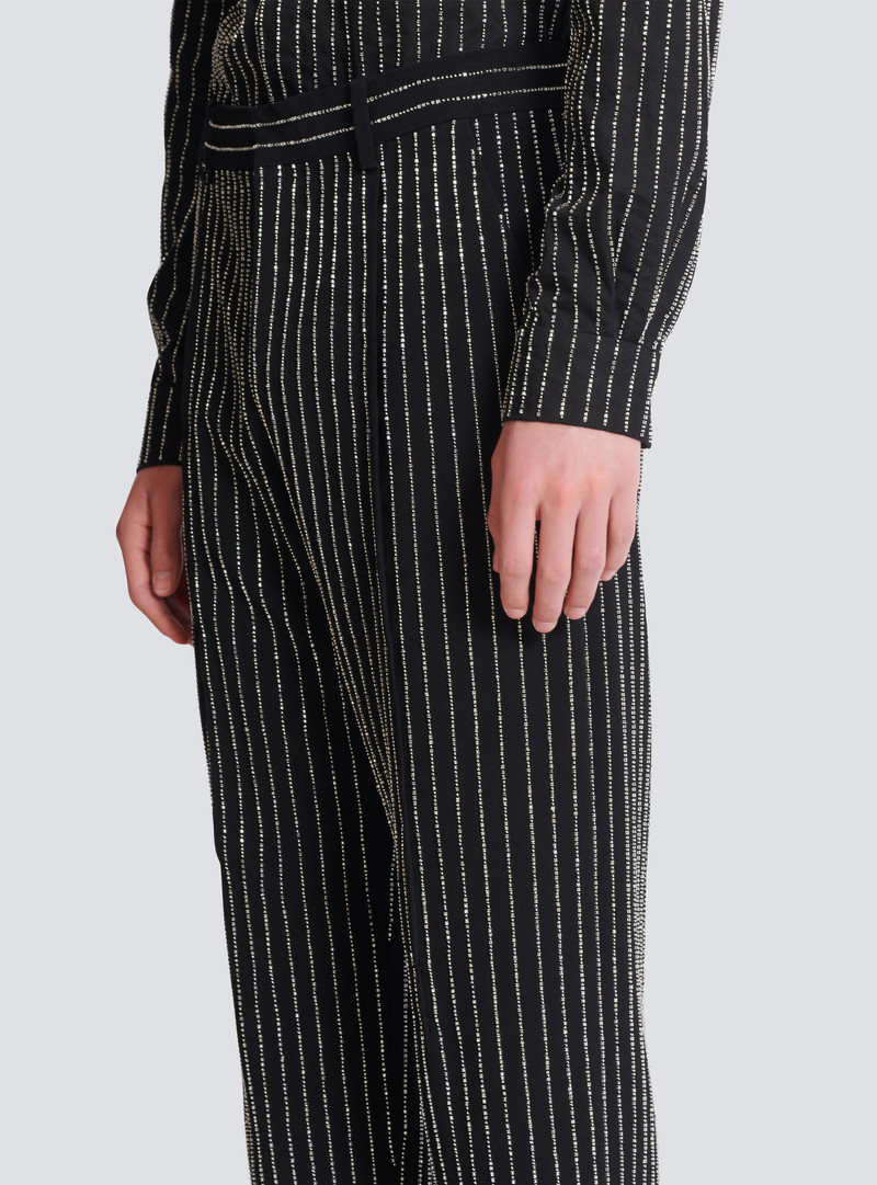 Straight-leg trousers with crystal stripes 6