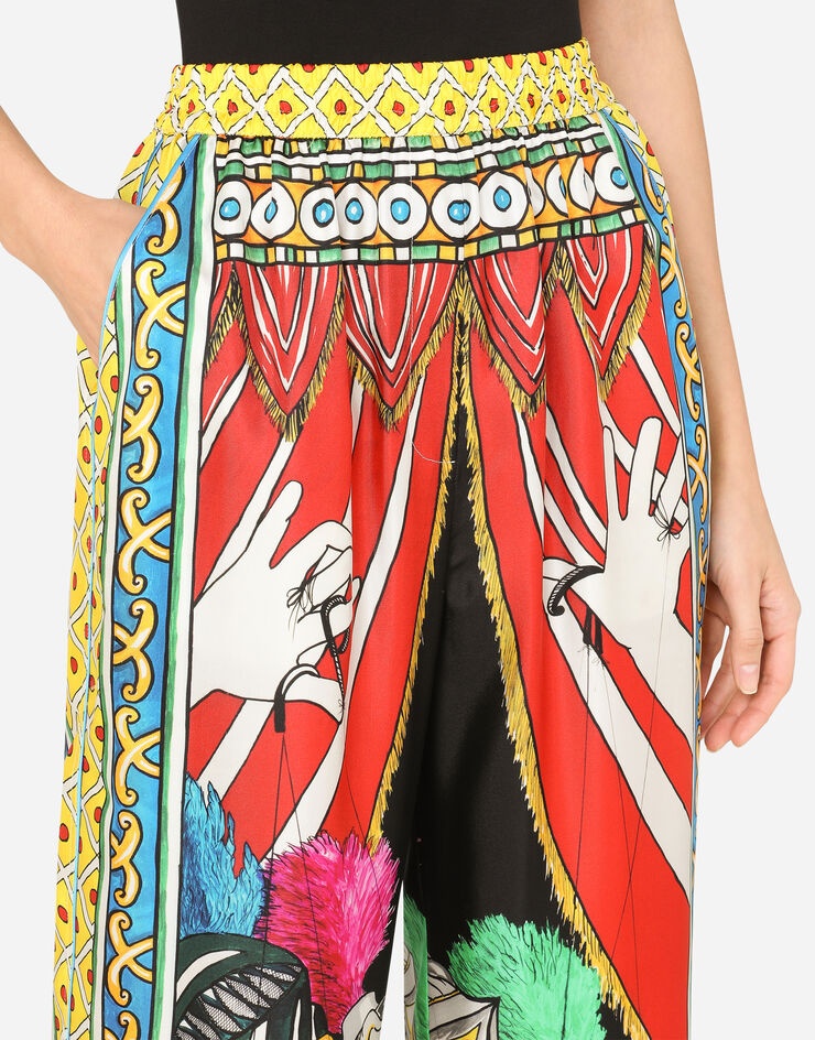 Carretto-print twill pajama pants - 4