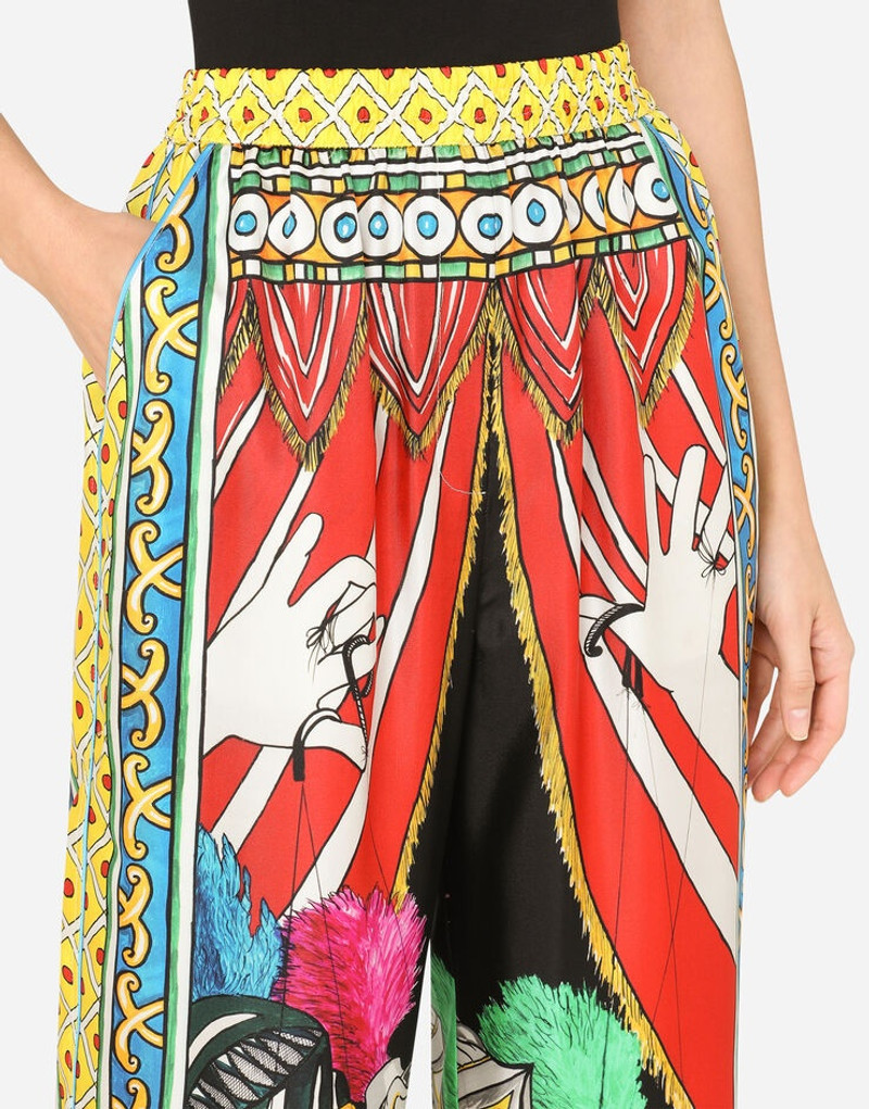 Carretto-print twill pajama pants 4