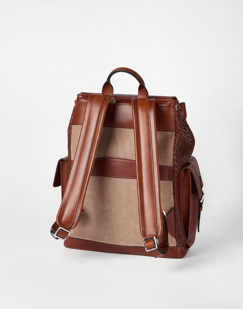 Brunello Cucinelli Braided calfskin and cowhide city backpack outlook