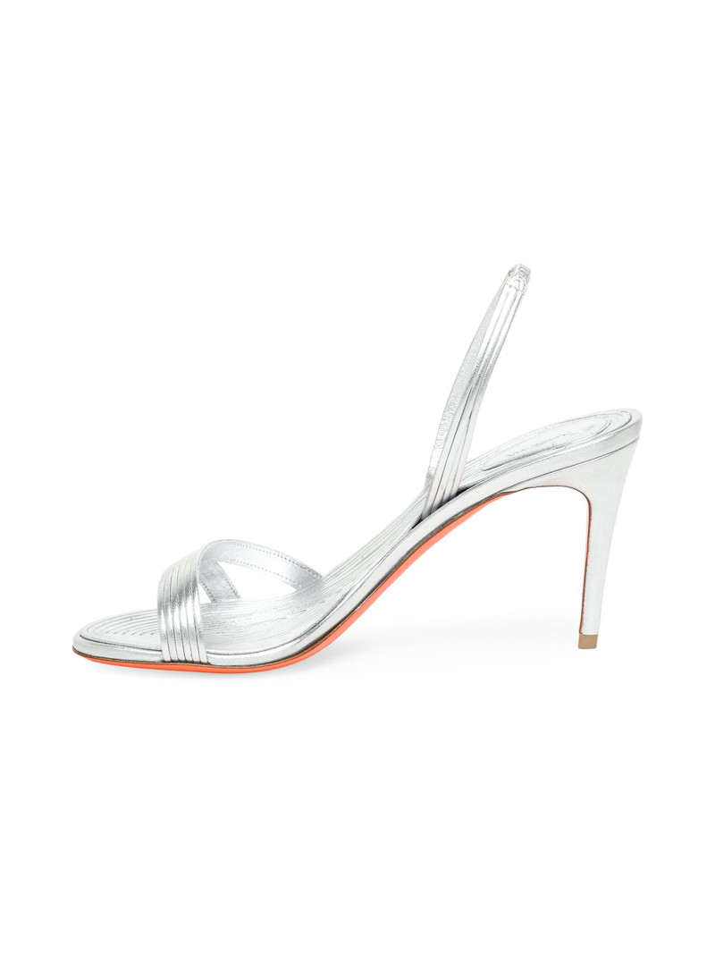 Women's Serpenti 90MM Metallic Leather Slingback Sandals - Silver 5