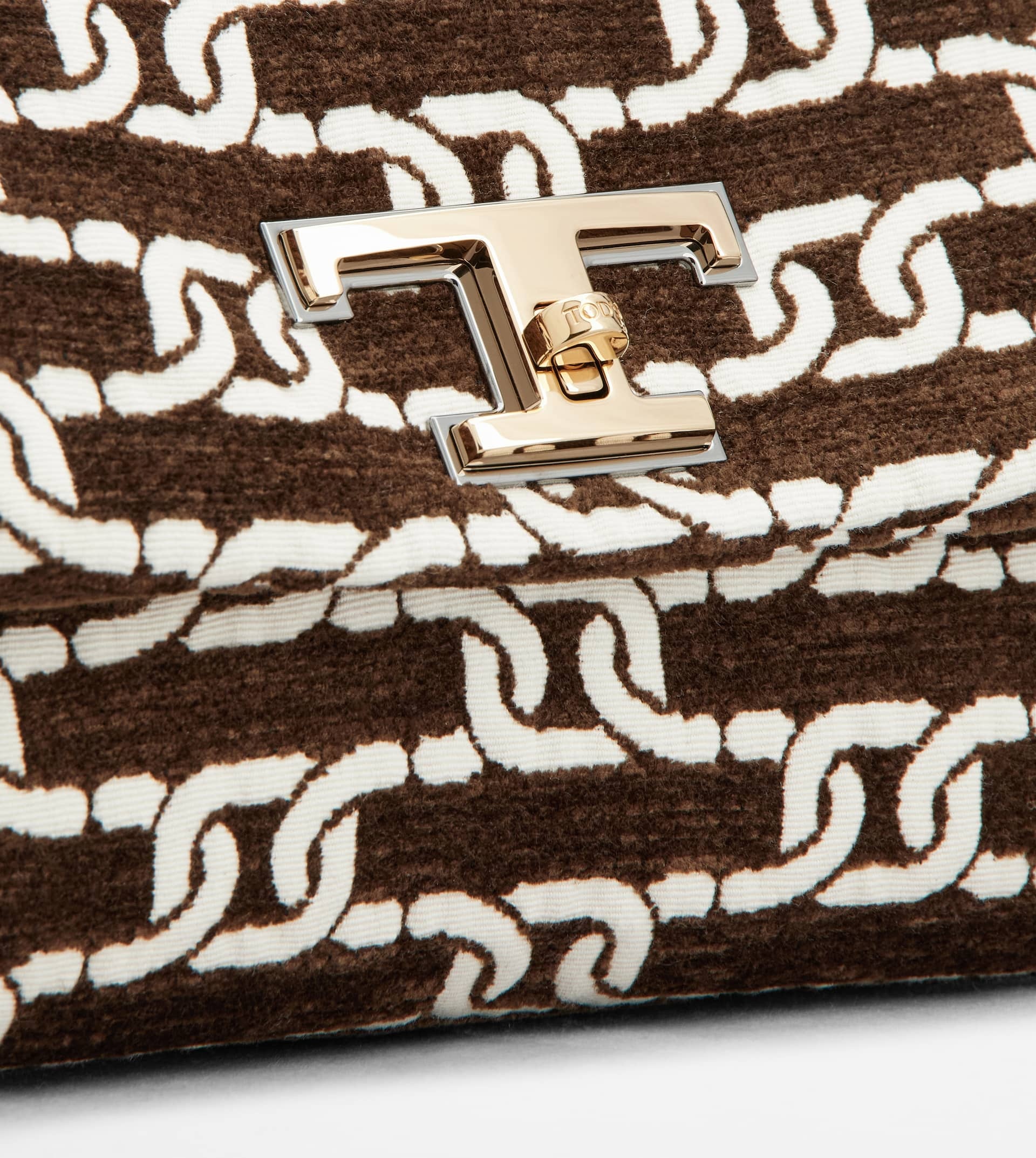 T TIMELESS FLAP BAG IN FABRIC MINI - BROWN, OFF WHITE - 5