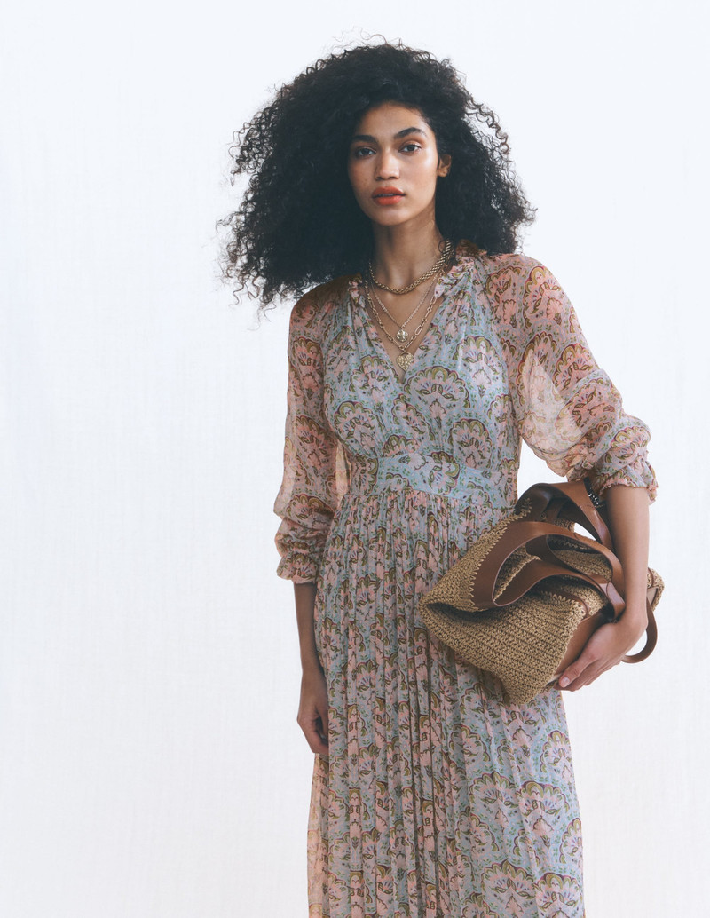 Romantic Ruffle Neck Dress-Multi Paradise Gardens 3