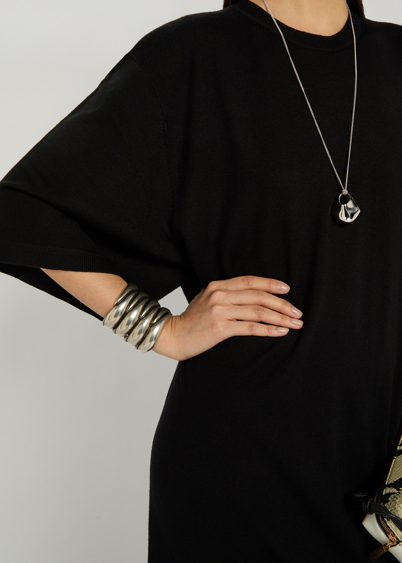 KHAITE Khaite Cyclone Antique Sculpted Palladium-plated Cuff outlook