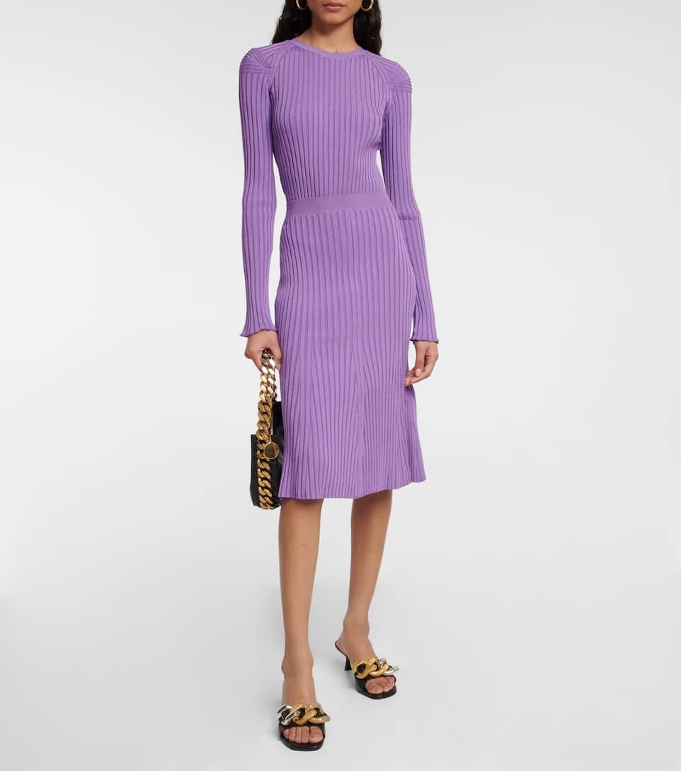 Ribbed-knit midi skirt - 2