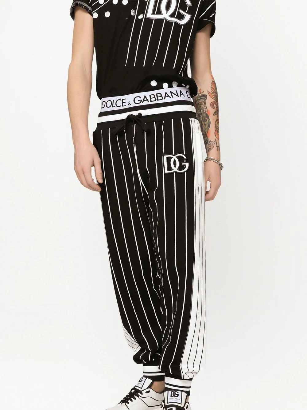 DG patch striped jersey track pants - 5